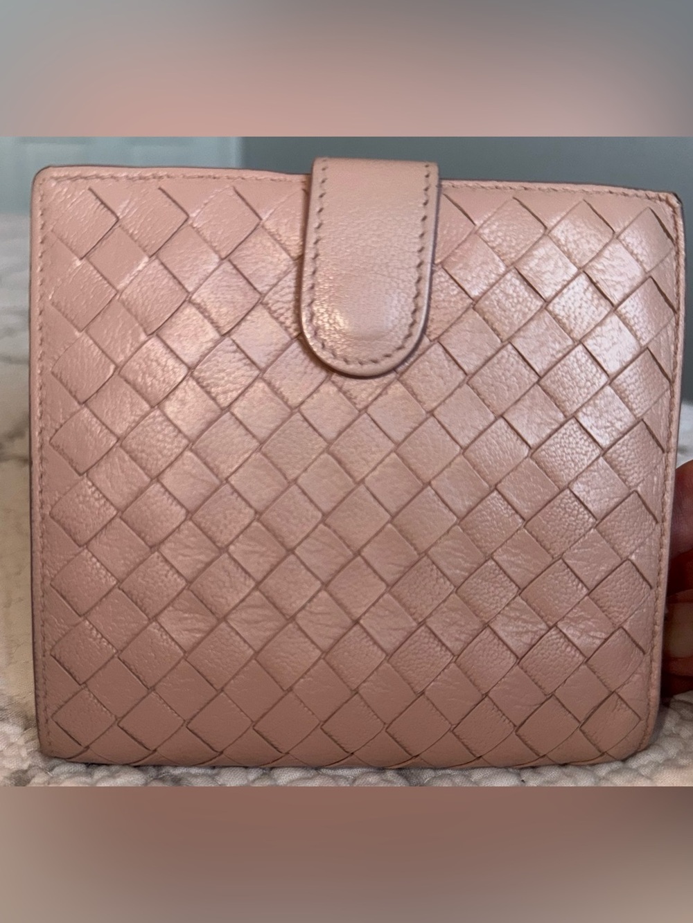BOTTEGA VENETA Intrecciato Nappa Leather Compact Wallet Pink + COA